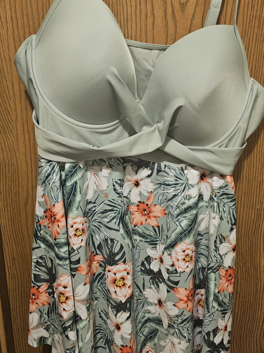 SHEIN Mint Green Floral One-Piece Swimdress